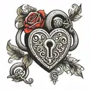 red heart shaped lock tattoo design idea