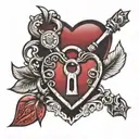 red heart shaped lock tattoo design idea