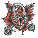 red heart shaped lock tattoo design idea