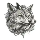 fox and wolf howling tattoo design idea