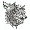 fox and wolf howling tattoo design idea