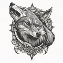 fox and wolf howling tattoo design idea
