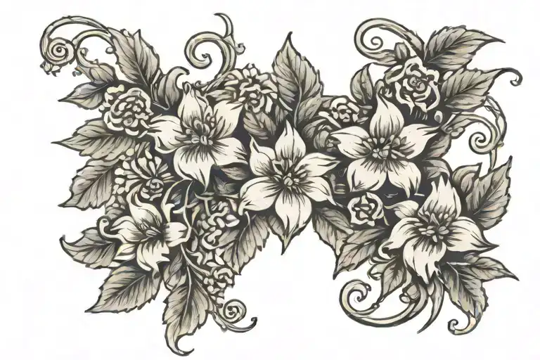 vine in the form of flowers on the collarbone doinnaya tattoo design idea