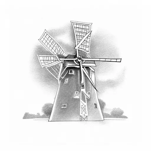 Dutch Windmill  tattoo design idea