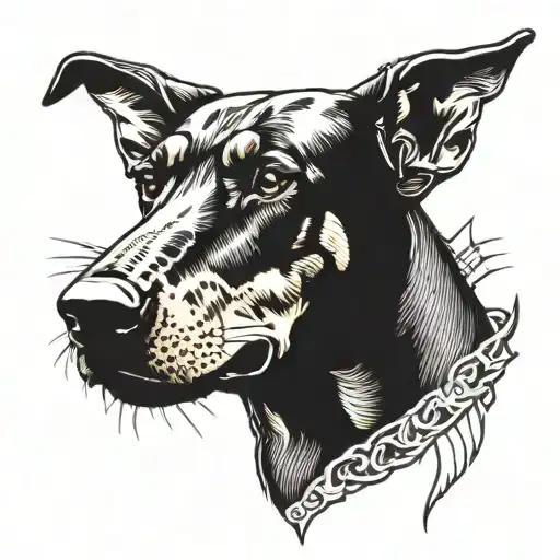 angry doberman dog tattoo design idea
