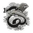 moray eel gliding under corals ocean conservation scene tattoo design idea