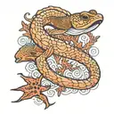 moray eel gliding between corals ocean conservation tattoo design idea