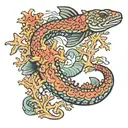 moray eel gliding between corals ocean conservation tattoo design idea