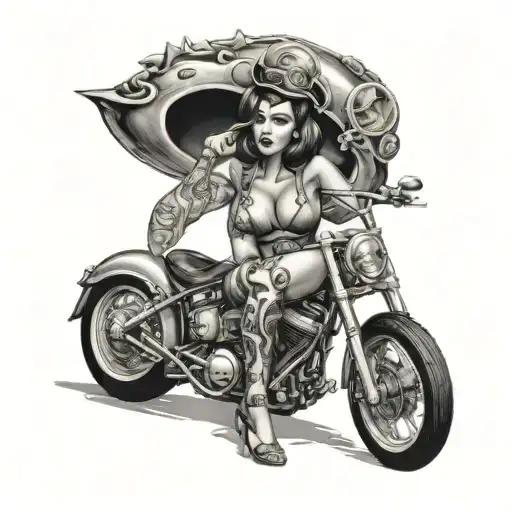 Chopper, Pin Up Girl sitting tattoo design idea