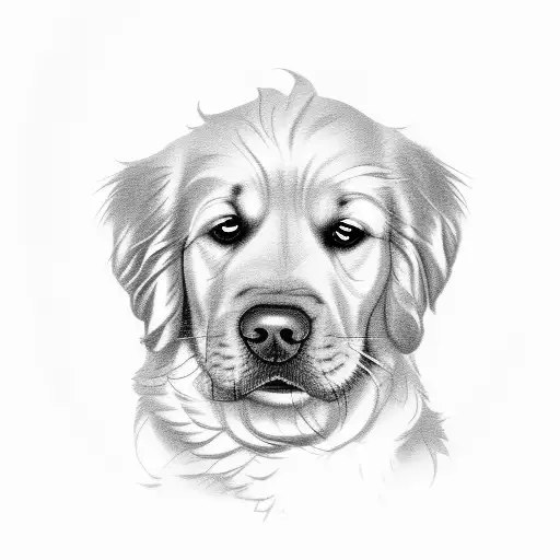 Golden Retriever picking his nose tattoo design idea