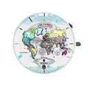 A clock with a world map as its face, showing the time of your favorite travel destination tattoo design idea