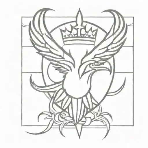 hawk crown cross  tattoo design idea