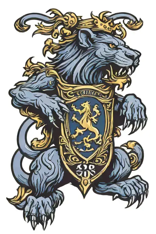 scottish rampant lion holding a crest  tattoo design idea