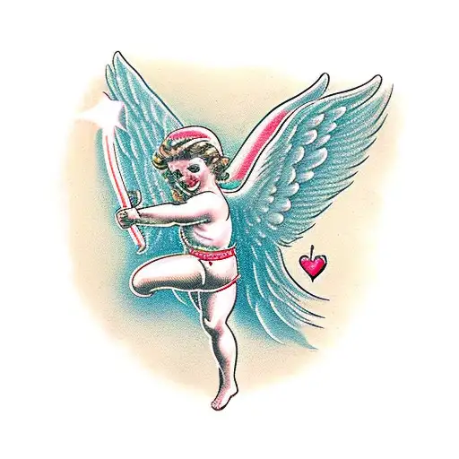 cupid angel with jetpack on tattoo design idea