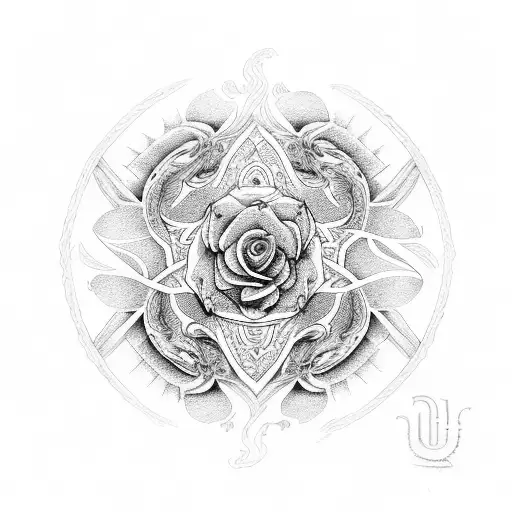 Dragon whis roses and mandalas  tattoo design idea