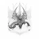 baskethilted claymore with dragons flying tattoo design idea