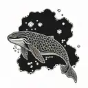 honey comb whale tattoo design idea
