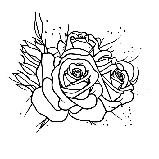 ramo de rosas entre os peitos  tattoo design idea