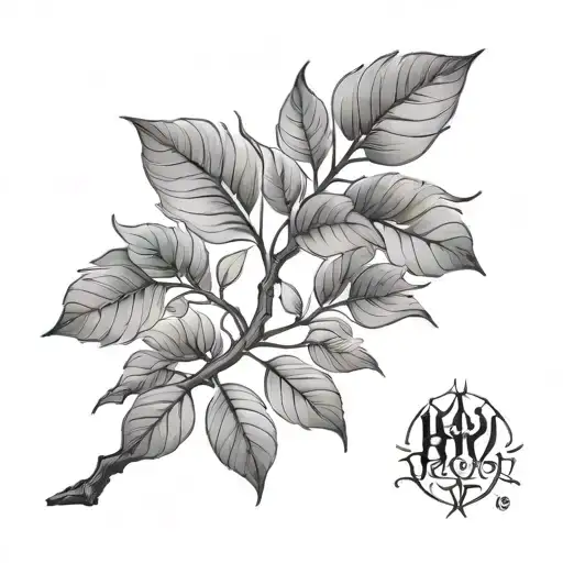 burning bush branch long tattoo design idea