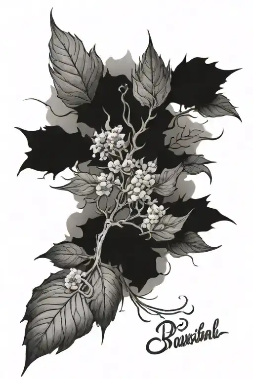 three burning bush growing tattoo design idea