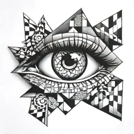cubism-surrealism empty eye tattoo design idea