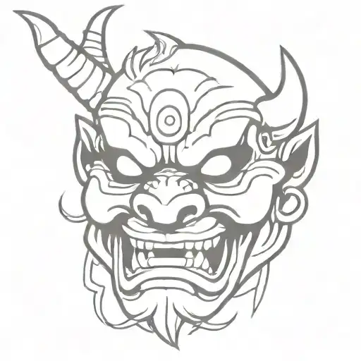 oni mask tattoo design idea