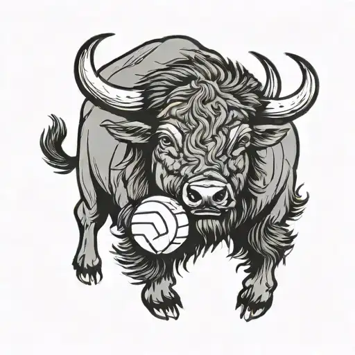 buffalo with vollyball  tattoo design idea