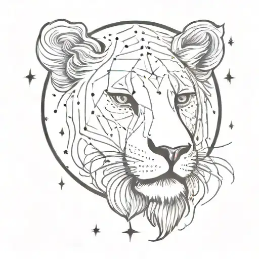 A celestial-themed tattoo featuring a constellation of stars forming the shape of the Leo zodiac sign, with a minimalist and elegant touch tattoo design idea
