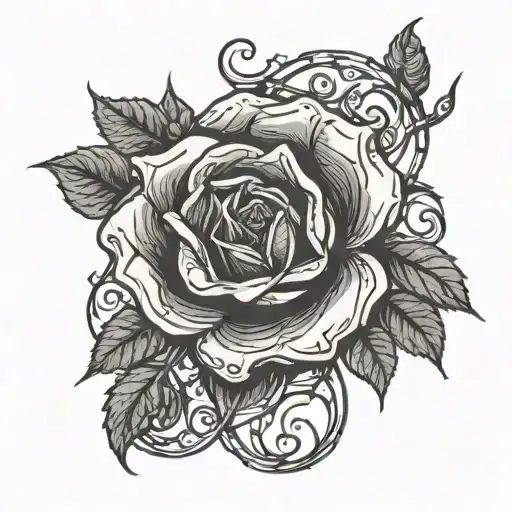 black and red rose intertwined tattoo design idea