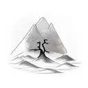 A sketch style tattoo of a minimalist mountain landscape with a lone tree silhouetted against the sky, capturing the beauty of simplicity and solitude tattoo design idea