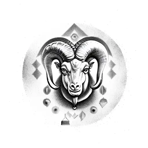 A powerful Aries ram made up of LGBT symbols and surrounded by books tattoo design idea