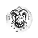 A powerful Aries ram made up of LGBT symbols and surrounded by books tattoo design idea