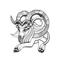 A powerful Aries ram made up of LGBT symbols and surrounded by books tattoo design idea