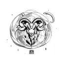 A powerful Aries ram made up of LGBT symbols and surrounded by books tattoo design idea