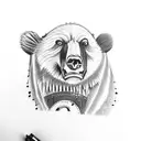 abraham Lincoln riding a grizzly bear holding a bud light tattoo design idea