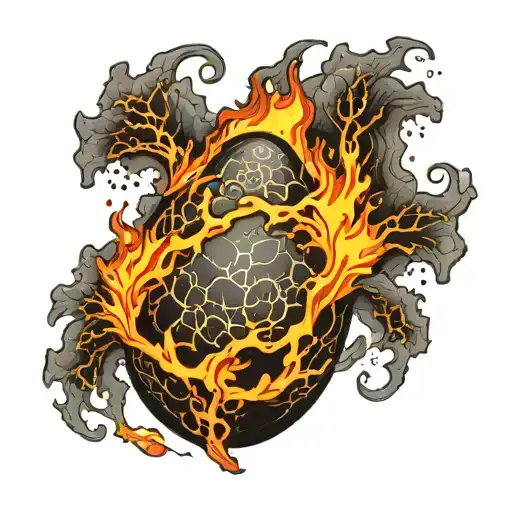lava egg with cracks tattoo design idea
