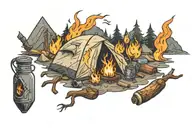 camping fire tattoo design idea