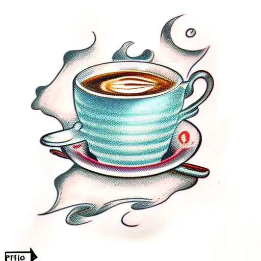 coffee puring over ice cream tattoo design idea