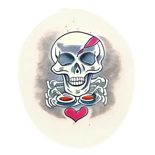 skeleton drinking coffee tattoo design idea