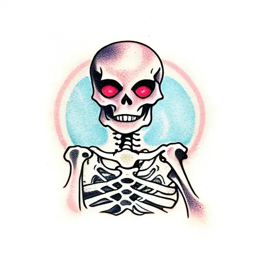 Skeleton Sitting Down Traditional Tattoo PNG  SVG Design For TShirts