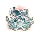 skeleton drinking coffee tattoo design idea