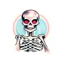 skeleton drinking coffee tattoo design idea
