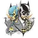 batman and john wick tattoo design idea