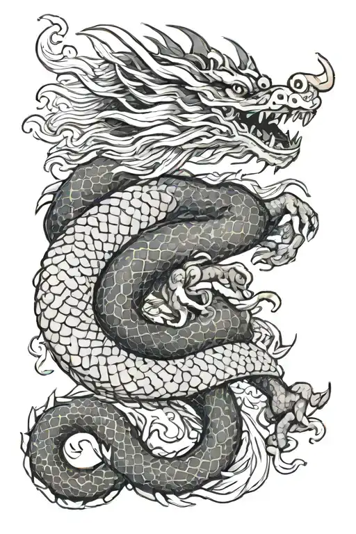 dragon coiled around arm  tattoo design idea
