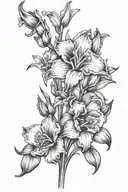 Gladiolus, Poppy, Daffodil & Jonquil Sweet Pea tattoo design idea