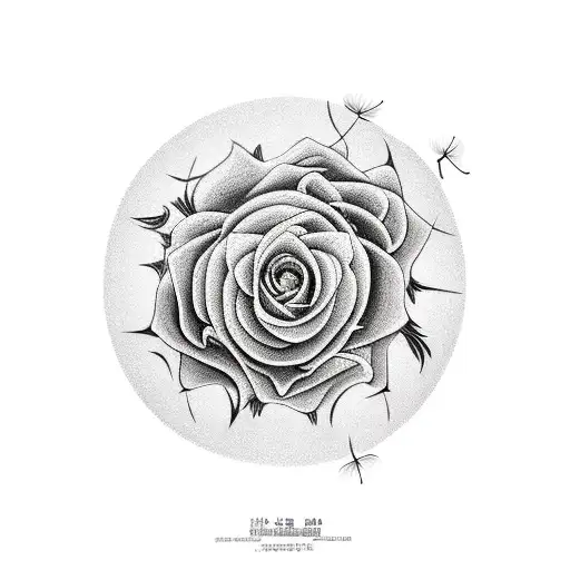 Rose and dandelion in Ying yang style  tattoo design idea