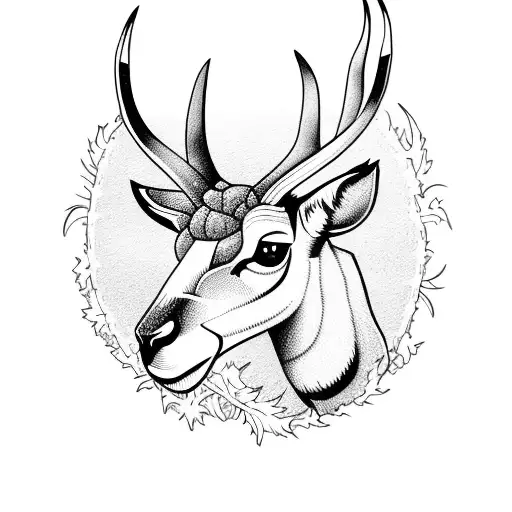 springbok with thistle Scotland  tattoo design idea