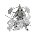 samurai in dragon armour  tattoo design idea