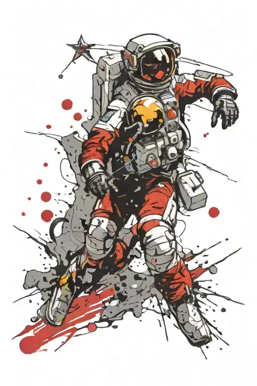 astronaut floating in space tattoo design idea