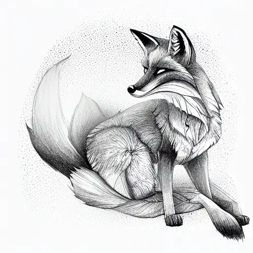 fox, cardinal, orchid tattoo design idea